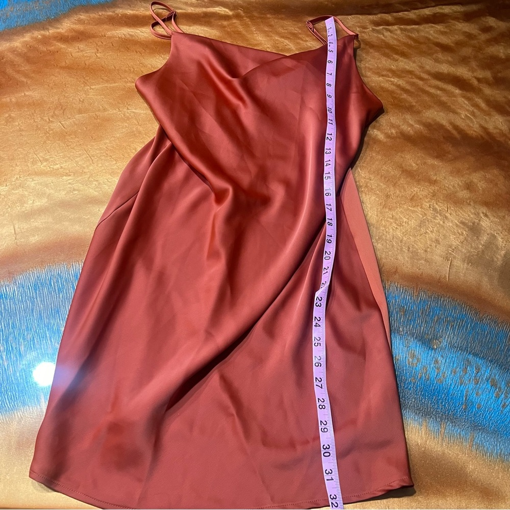 Urban Outfitters Satin Slip Dress large mini Rust - Picture 6 of 8